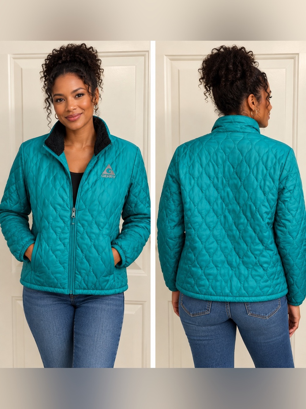 Gerry Weber Teal Quilted Ladies Puffer Jacket Size Small